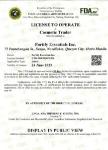 FDA LTO Cosmetic Trader